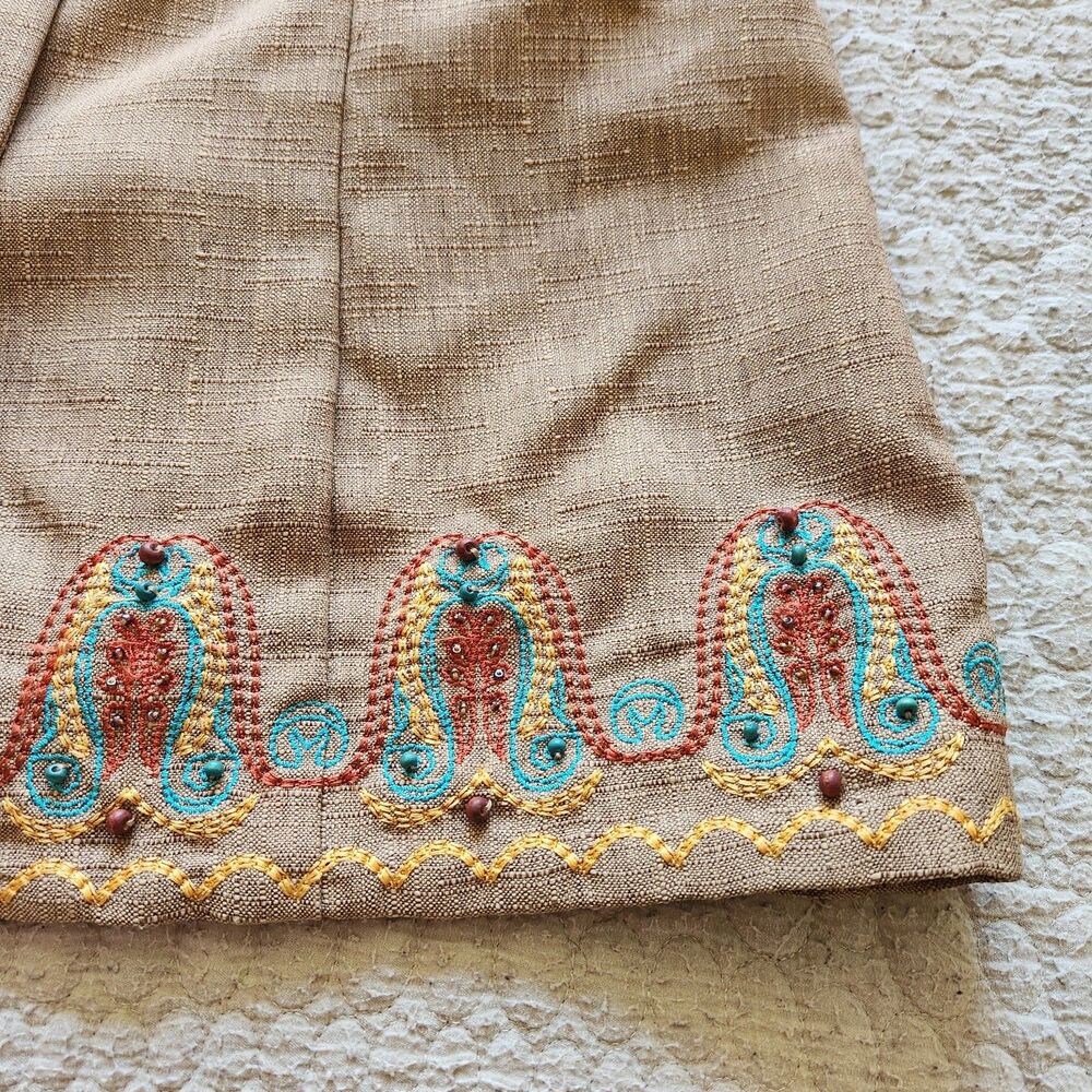 Boho Southwestern Vintage Top Womens 14 Embroidered Hem Cottagecore 90s Y2K - Picture 3 of 16